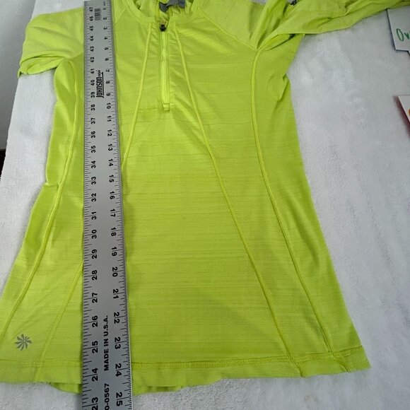 Athleta Womens Neon Yellow Quarter Zip Pullover Performance Top Small Stretch - Picture 7 of 8